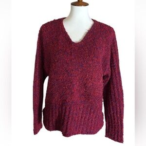 Vintage Alps wool blend fuzzy marled knit sweater Size Large Made in USA